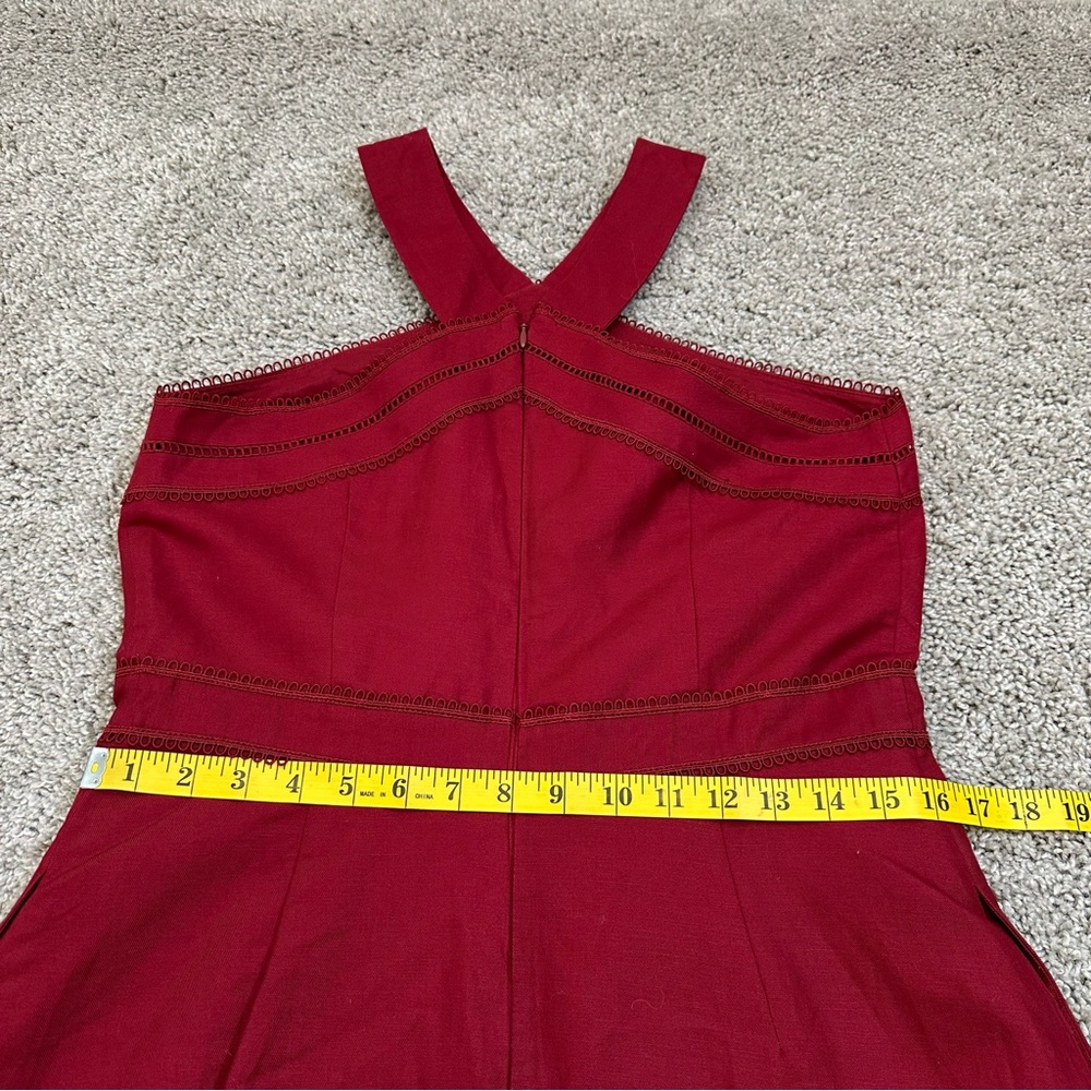 Ann Taylor Red A Line Fit And Flare Halter Midi Dress Size 8T - Picture 7 of 7